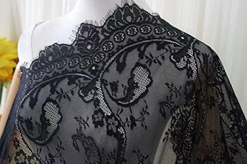 Bordado de tecido de renda preta bordando o vestido preto de fita de fita de fita de fita de fita Craft