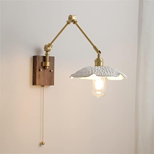 Lhlllhl nórdico lâmpada de parede cerâmica beisde puxar corrente interruptor para baixo na sala de estar