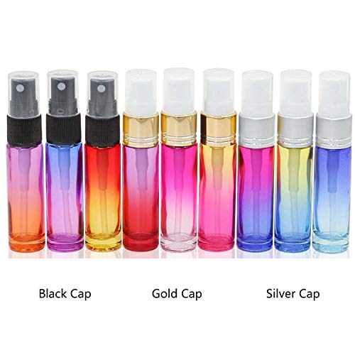 8pcs 10ml gradiente de arco -íris garrafas de pulverização colorida frascos de tubo perfume atomizador