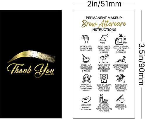 Brawna 50 Pack Microblading Cartões de instrução, 3,5 x2, cartões de agradecimento, suprimentos