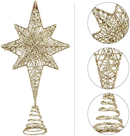 PretyZoom Christmas Oito- Tree Top Star Decoração de Estrela de Natal Topper Metal Star Decoração