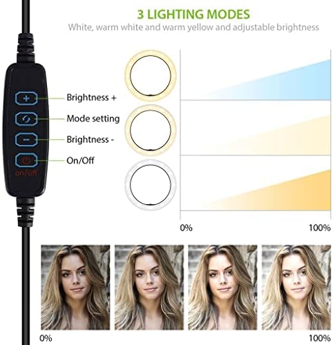 Anel de selfie brilhante Tri-Color Light Compatível com o seu Motorola Moto G LTE 10 polegadas com remoto