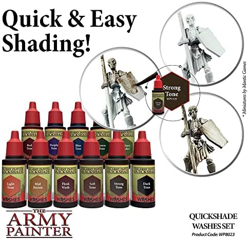 O conjunto de lavagens Quickshade de pintor do exército, 11 lavagens de tinta em miniatura em pacote de