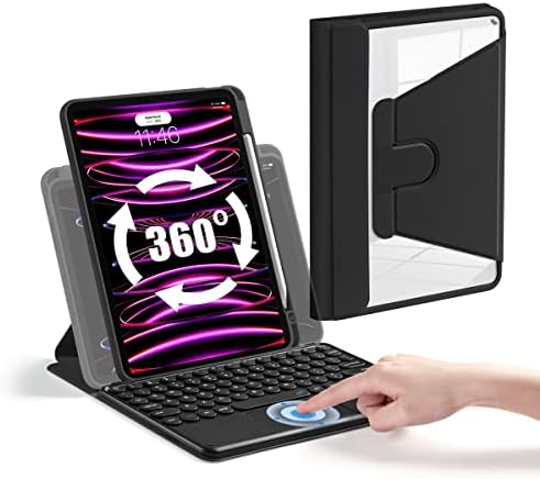 LEIJUE 360 Caixa de teclado rotativa do touchpad para iPad Pro 11 2022/2021/2020, iPad Air 5th/4th Gen 10.9,