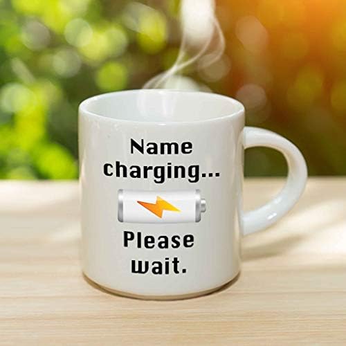 Designs de tijolos saltitantes Nome personalizado Caneca de café - Charging Por favor, espere