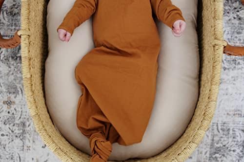 Marlowe & Co Algodão Orgânico Notado Vestido para Bebê, vestido de dormir macio com nodoso para menino