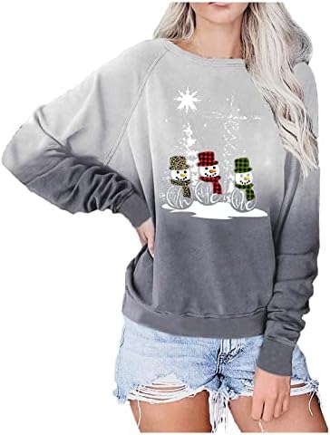 Swrowesi Christmas Funny Pullover Sweatshirt para mulheres Impredidas femininas Crewneck Casual