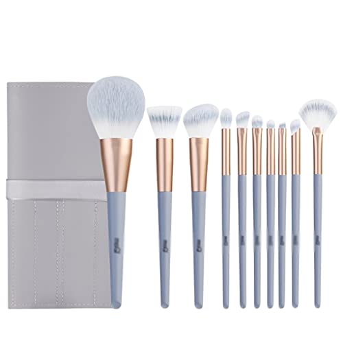 Trexd 10 Silk Blue Makeup Brush Conjunto de iniciantes iniciantes Noto completo de ferramentas de