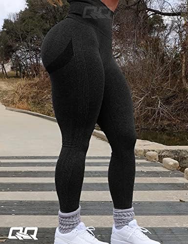 Qoq Womens High Wistide Workless Leggings Leggings Buttlet Gym Yoga Pants Booty Scrunch Vital Tummy Control