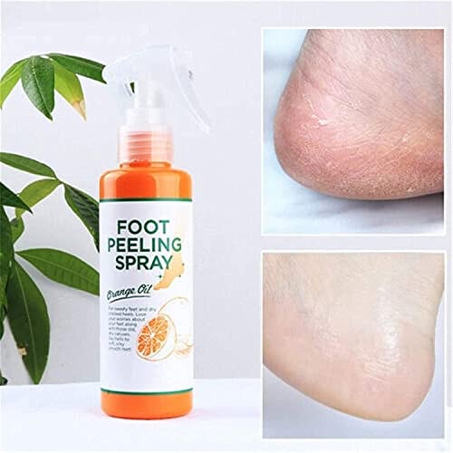 Spray de spray de peeling Óleo de laranja, spray de descascamento do pé que remove a pele morta,