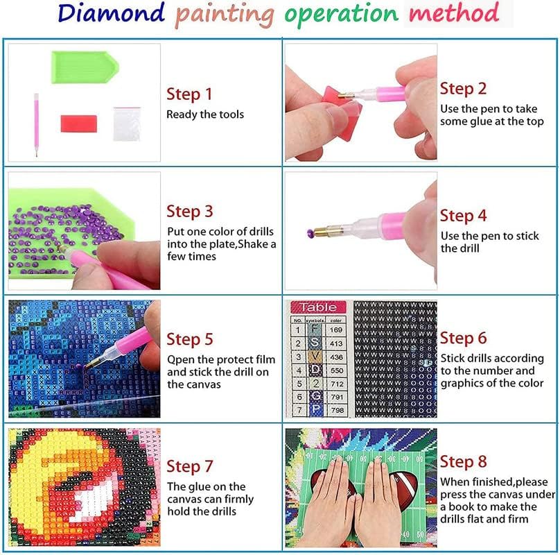 Kits de pintura de diamante para adultos, tinta diy por números para adultos iniciantes, broca completa DIY Pinturas