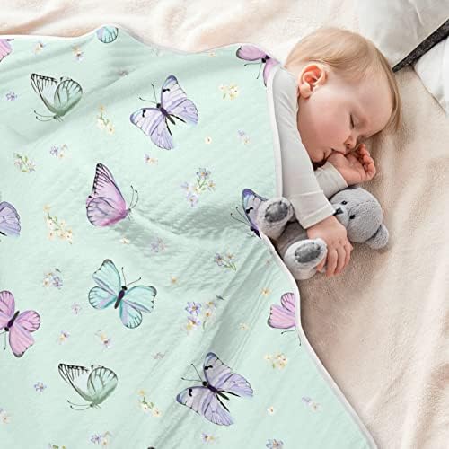 Butterflies florais coloridas ollabaky cobertor de bebê para meninos meninas algodão arremesso de cobertor cobertor