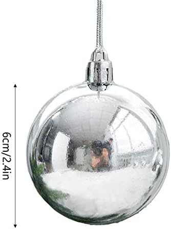 6pcs Árvore de Natal Pingente de bola de cor prata Eletroplatação de plástico brilhante Decoração de