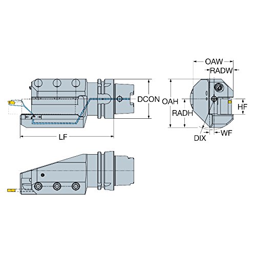 Sandvik Coromant HT06-ASHR-132-25HP Aço HSK para Adaptador Blade Adaçador Acelante de aço Direto