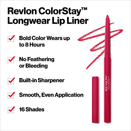 Liner Liner by Revlon, maquiagem de face colorstay com nítido, cores ricas em lábios, aplicação suave, 675 vermelho