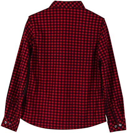 Wocachi feminino plus size lã revestida de revestimento, botão xadrez abaixo camisas de casaco de lapela