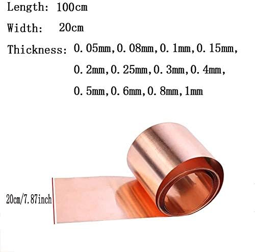 Yiwango 99,99% Folha de metal de cobre puro para artesanato aeroespacial largura de 200 mm Long1000mm-espessura: