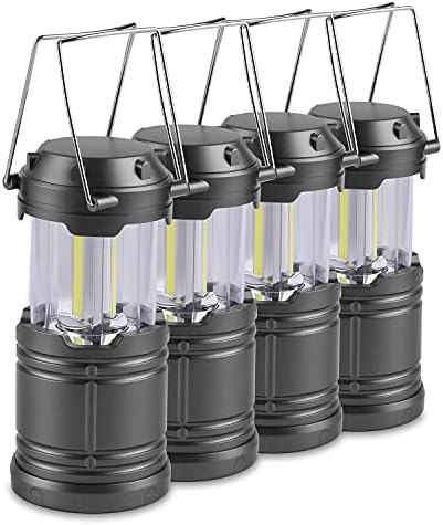 Leopcito 4 Pack Lanternas de camping Battery Powered, Cob liderou luzes de acampamento para quedas
