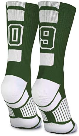 ChalkTalksports Número da equipe personalizada Criw Socks | Meias Athletic Green | Escolha o seu número