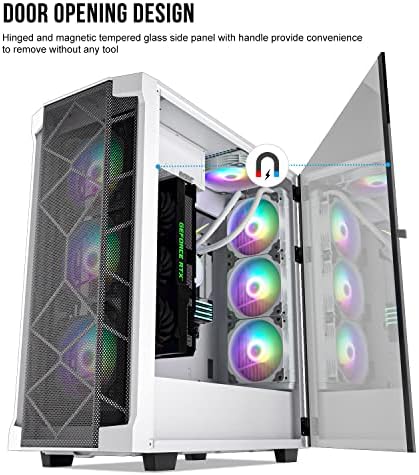Segotep T1 branco Tower E-ATX Gaming PC Case, placa gráfica Montagem vertical com painel lateral