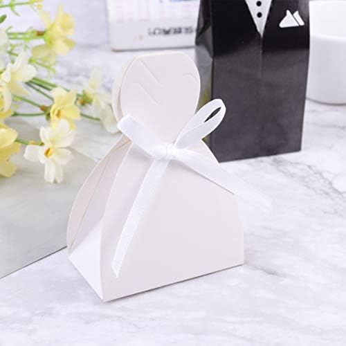 PretyZoom Goodie Boxes 100pcs Wedding Favor Dress Tuxedo Bride Candy Favor Box Caixa de presente de chocolate para