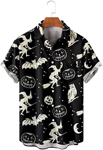 Xxbr halloween mass de botão para baixo camisas, trajes de halloween de manga curta