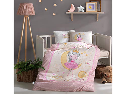 Bedding de bebê de algodão Princesa na cama com tema de lua Conjunto de bebês, cama de berço