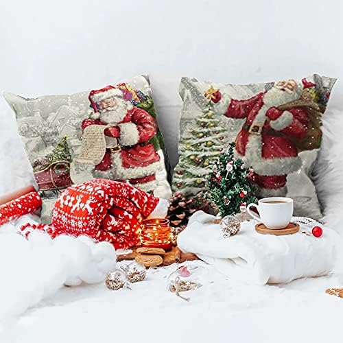 Capas de travesseiro de Natal de Febalhs 18x18 Conjunto de 4, Capas de almofada de boneco de neve de inverno