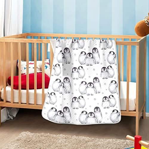 Cobertores de bebê de pinguins de bebê fofo para meninos, cobertores de crianças pequenas e macias para