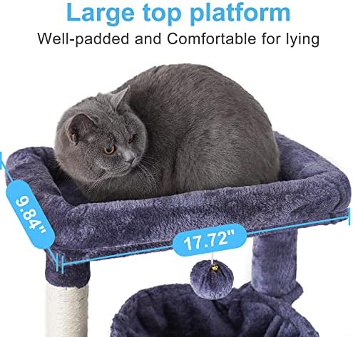 HEY Brother Cat Tree com brinquedo, torre de gatos para gatos internos, casa de gatos com cama de plataforma