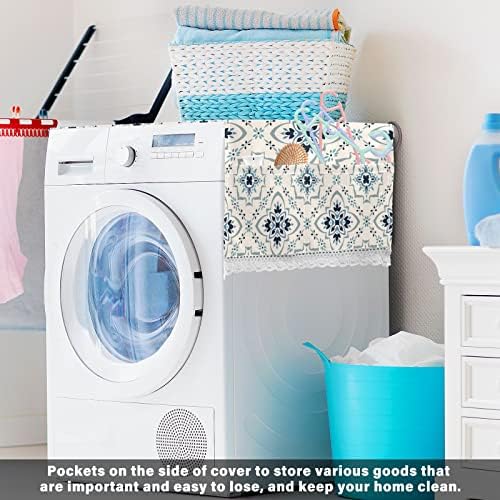 Capa de máquina de lavar kigai, lavadora e secadora capa à prova de poeira com bolsos de armazenamento