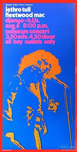 Jethro Tull Poster Fleetwood Mac Vancouver 72 Nice reimpressão assinada Bob Masse