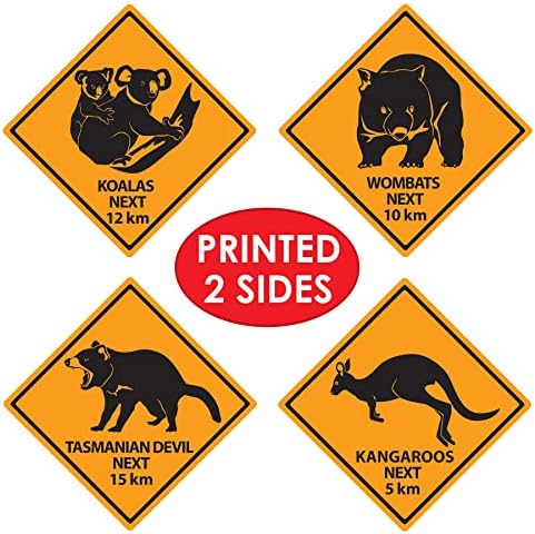 Beistle 54306 Outback Road Sign Cutouts-4 PCs, 14 '' 13 '' .1 '', amarelo/preto