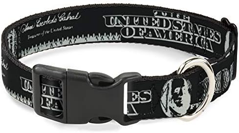 Cat Collar Breakaway Americana Cem Elementos da Bill Dollar Black Grey 6 a 9 polegadas 0,5 polegadas de