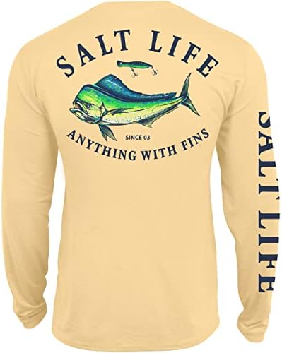Salt Life Life Dorado lema juvenil de manga longa camiseta, Heather Golden Haze, grande