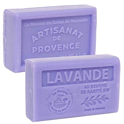 Savon de Marselha - sabão francês feito com manteiga de karité orgânica - fragrância de lavanda