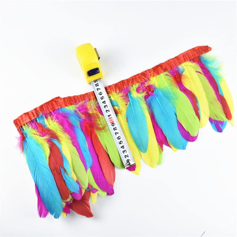 Zamihalaa - 15-20cm de penas de ganso acabamentos de fita Fringe Multicolour Natural Feather para artesanato DIY