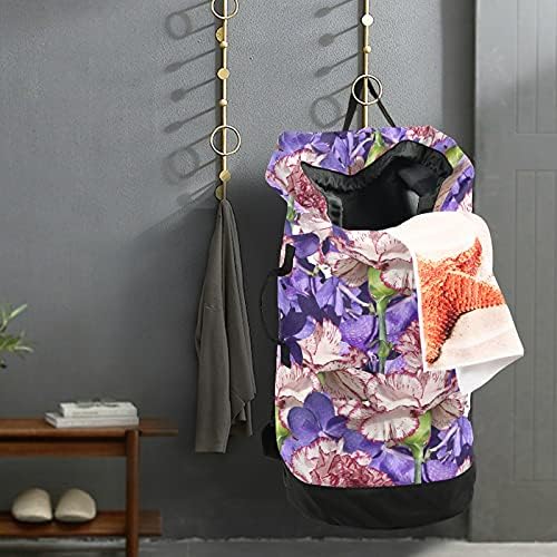 Flores de lavanderia com alças de ombro de lavanderia Backpack Saco de tração Fechamento de cordão