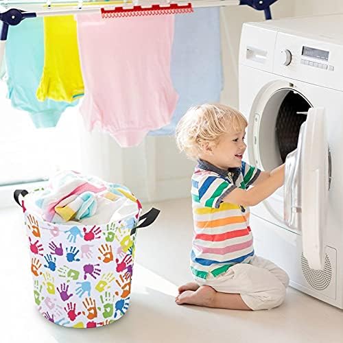 Foduoduo Roupanha de cesta de mão em Rainbow Color Laundry Horting com alças Torda dobrável Saco
