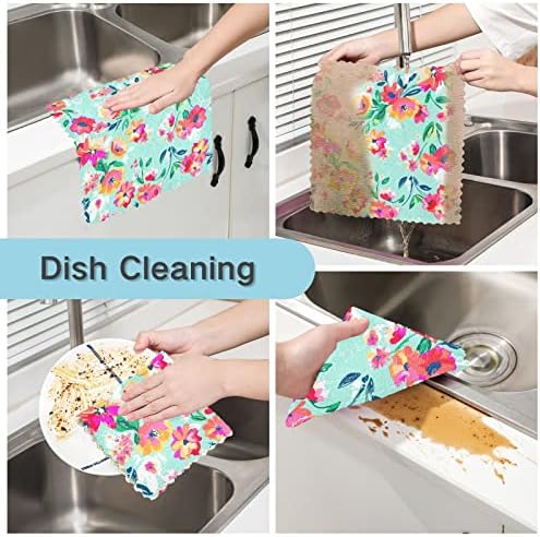 Cataku Flores pintadas de panos de prato de cozinha para lavar pratos de lavagem reutilizável Toalhas