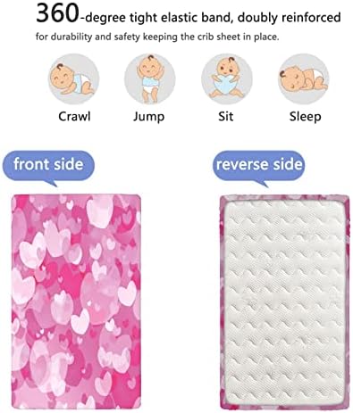 Mini-berço com tema rosa quente, lençóis de berço, lençóis de berço portáteis folhas de berço macias