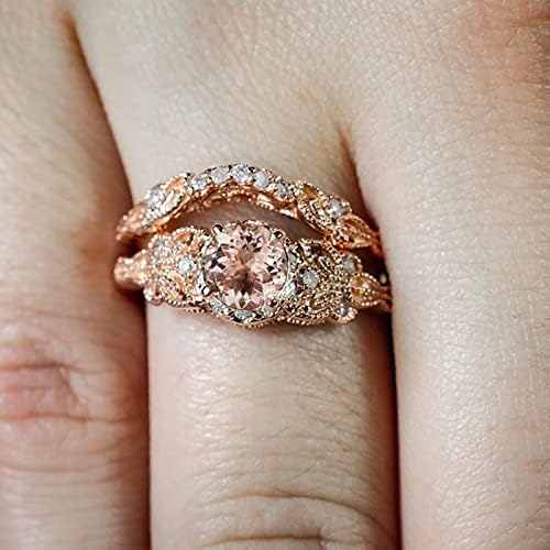 2023 Anel de diamante de ouro rosa Conjunto para mulheres de jóias de anel de noivado Ringgit