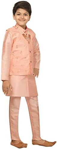 Ahhaaaa Kids Ethnic Cotton Silk Blend Nehru Modi Jacket Kurta & Paijama Set for Boys 475