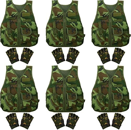Xuhal 12 peças Crianças coletes táticos Combate Colete do exército Crianças de camuflagem Compolada de camuflagem