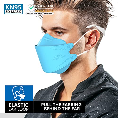KIMARS KN95 Máscaras faciais de 50 pacote, respirável máscara confortável e descartável KN95, azul