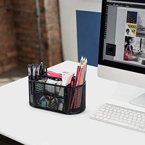 Organizador de mesa Pipell Mesh Desktop Office Supplies Multifuncional Caddy Pen Holdertionery com 8 compartimentos