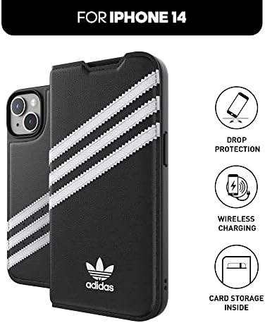 Case Flip Adidas projetada para iPhone 14 | Proteção à prova de choque | Compatível com carregamento