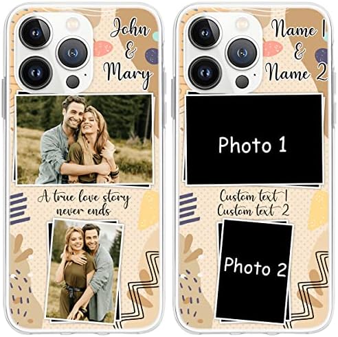 Cobicer Casos de telefone personalizados Casal foto de texto personalizado de capa macia para o marido esposa