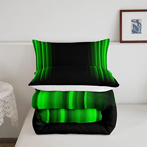 Feelyou geométrico abstrato ombre cama de cama conjunto homens adultos adolescentes adolescentes verdes e pretos