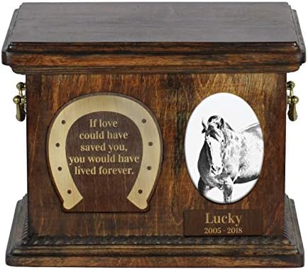 Clydesdale, urna para o memorial de cinzas de cavalos com placa de cerâmica e sentença - Artdog personalizado